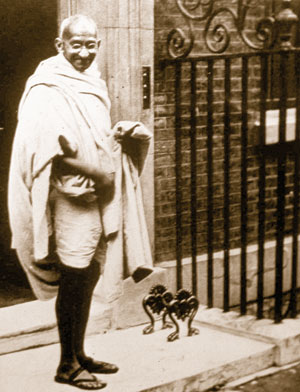 Mahatma Gandhi at No 10 Downing St in 1931